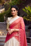 Off White Colour Jacquard Chex With Zari Weaving Work Lehenga With Blouse Dupatta LNB2011 